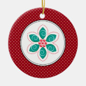 Poinsettia kerstversieringen keramisch ornament (Voorkant)