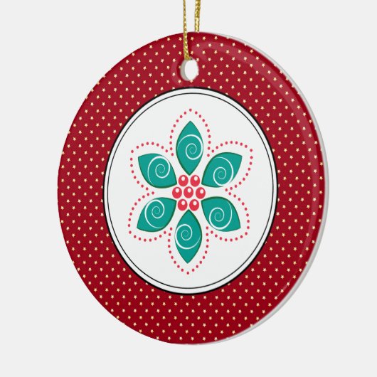 Poinsettia kerstversieringen keramisch ornament (Links)