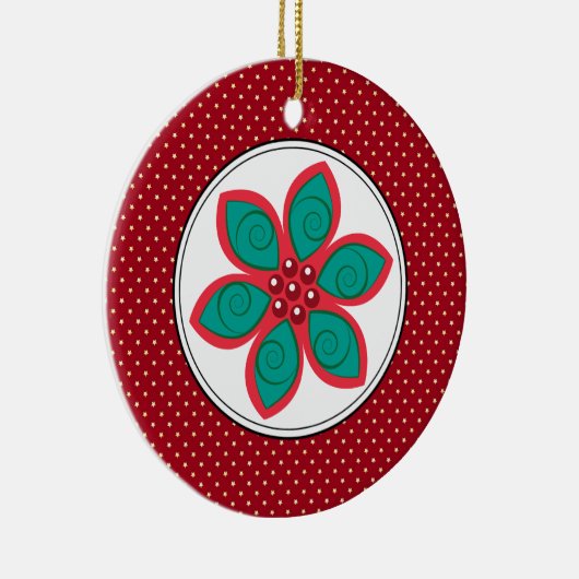 Poinsettia kerstversieringen keramisch ornament (Rechts)