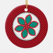 Poinsettia kerstversieringen keramisch ornament (Voorkant)