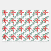 Poinsettia kerstWaterverven Inpakpapier Vel (Voorkant)