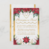 Poinsettia Kerstwinter Weddenschap Honeymoon Fonds Informatiekaartje (Voorkant / Achterkant)