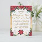 Poinsettia Kerstwinter Weddenschap Honeymoon Fonds Informatiekaartje (Staand voorkant)