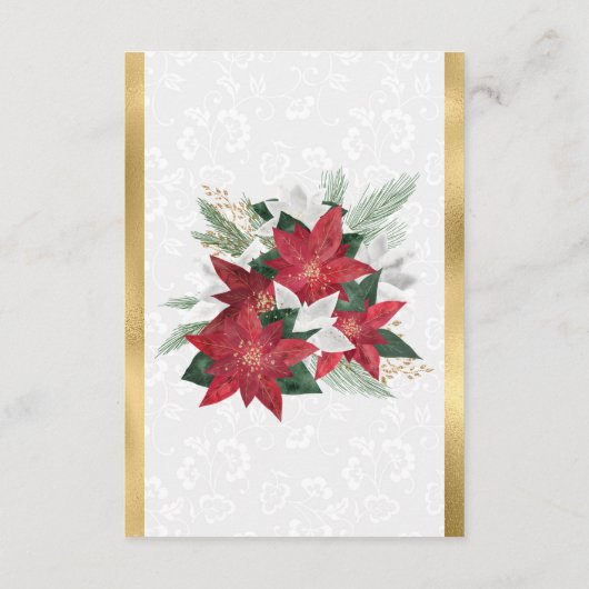 Poinsettia Kerstwinter Weddenschap Honeymoon Fonds Informatiekaartje (Achterkant)