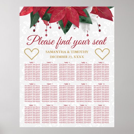 Poinsettia Kerstwinter Weddenschappen Poster (Voorkant)