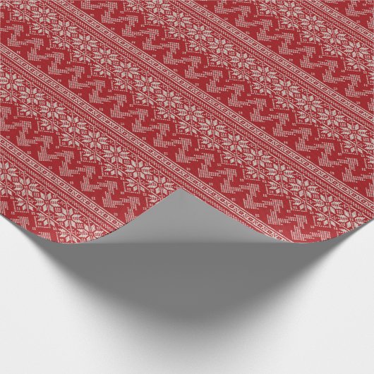 Poinsettia Knit Pattern Cadeaupapier (Hoek)