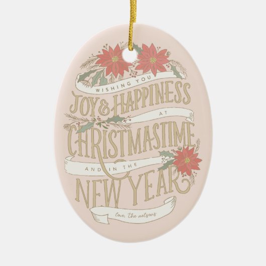 Poinsettia kopen en banners foto keramisch ornament (Voorkant)