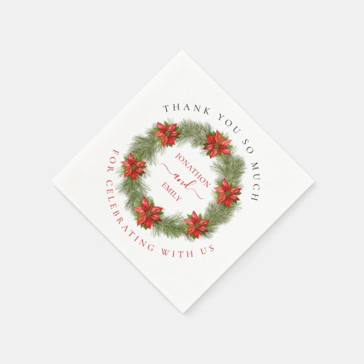 Poinsettia krans dank u Kerstmis bruiloft Servet (Hoek)