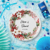 Poinsettia krans kerst bruiloft papieren bordje (Feest)