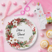 Poinsettia krans kerst bruiloft papieren bordje (Feest)