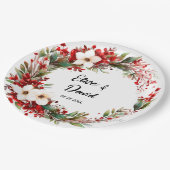 Poinsettia krans kerst bruiloft papieren bordje (Gekanteld)