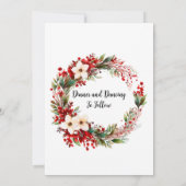 Poinsettia krans kerst bruiloft viering kaart (Achterkant)