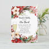 Poinsettia krans Kerstbrunch & Bubble Kaart (Staand voorkant)