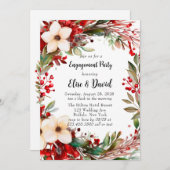 Poinsettia krans Kerstmis Verlovingsfeest Kaart (Voorkant / Achterkant)