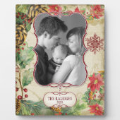 Poinsettia Krans Pine Cone Snowflake Foto Fotoplaat (Voorkant)