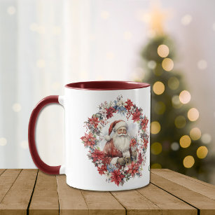 Poinsettia Krans Sinterklaas Kerstmis Mok