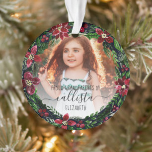 Poinsettia Krans Trotse Grootouders Fotonaam Ornament
