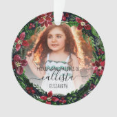 Poinsettia Krans Trotse Grootouders Fotonaam Ornament (voorkant)