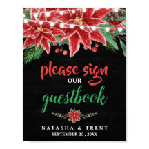 Poinsettia Krijtbord Kerst Huwelijksgastenboek