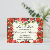 Poinsettia Kroon van de Andes Save the Date Kaart (Staand voorkant)