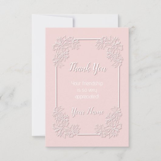 Poinsettia Lace Pink Blush bedankkaart (Voorkant)