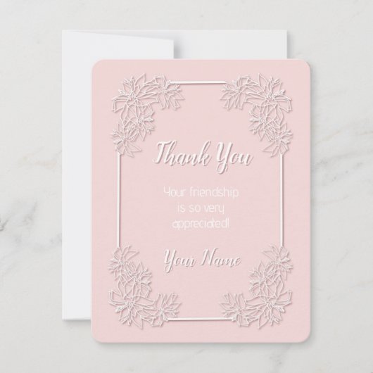 Poinsettia Lace Pink Blush bedankkaart (Voorkant)