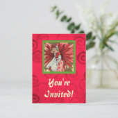 Poinsettia Lady Invitation Kaart (Staand voorkant)