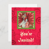 Poinsettia Lady Invitation Kaart (Voorkant / Achterkant)