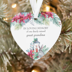 Poinsettia Lantaarn Hartvormig In Loving Memory Ornament