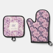 Poinsettia Lavender Holiday Ovenwant & Pannenlap Set (Voorkant)