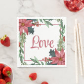 Poinsettia Liefde Kerstmis Winter Bruiloft Servet (Insitu)