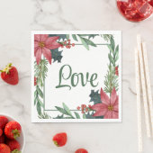 Poinsettia Liefde Rode Bloemen Kerstmis Bruiloft Servet (Insitu)