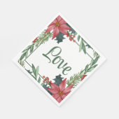 Poinsettia Liefde Rode Bloemen Kerstmis Bruiloft Servet (Hoek)