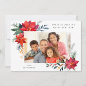 Poinsettia Lijst H Photo Holiday Card (Voorkant)