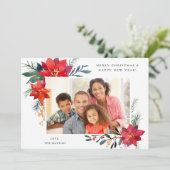 Poinsettia Lijst H Photo Holiday Card (Staand voorkant)