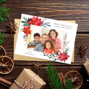 Poinsettia Lijst H Photo Holiday Card