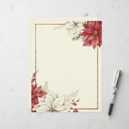  poinsettia lijst Kerst (Voorkant / Achterkant in situ)