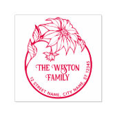 Poinsettia Lijst Merry Xmas #2 Naam Retouradres Zelfinktende Stempel (Design)