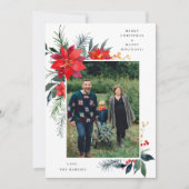 Poinsettia Lijst V Photo Holiday Card (Voorkant)