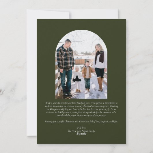 Poinsettia & Lily 5 Photo Collage Rustic Christmas Feestdagenkaart (Achterkant)