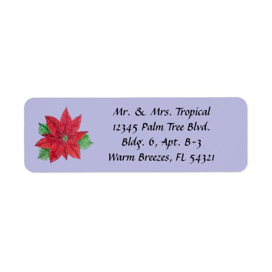 Poinsettia Long Address Label - Lavender aanpassen (Voorkant)