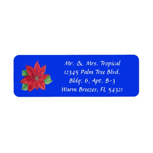 Poinsettia Long Adresetiketten aanpassen - Blauw Etiket (Voorkant)