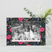 Poinsettia Magic Pink kerstfeestdag — Fotokaart Feestdagenkaart (Staand voorkant)