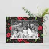 Poinsettia Magic Red Kerstfeestdag — Fotokaart Feestdagenkaart (Staand voorkant)