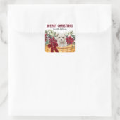 Poinsettia Maltese puppy kerstmandje Vierkante Sticker (Tas)