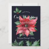 Poinsettia marine rode winter elegante bruiloft kaart (Voorkant)