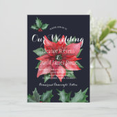Poinsettia marine rode winter elegante bruiloft kaart (Staand voorkant)