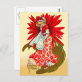 Poinsettia Meisje Briefkaart (Voorkant / Achterkant)
