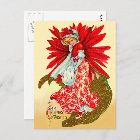 Poinsettia Meisje Briefkaart (Voorkant / Achterkant)