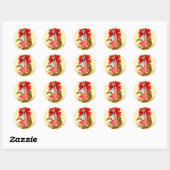 Poinsettia Meisje Ronde Sticker (Vel)